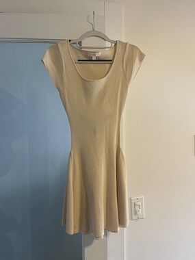 Scoop Neck Cream Fit & Flare Mini Dress